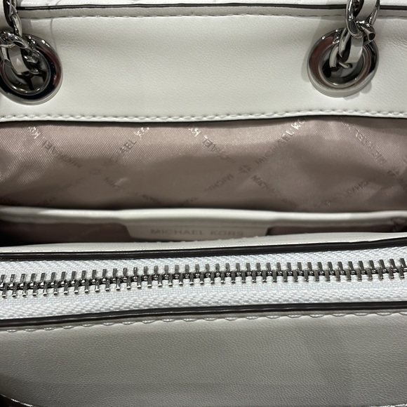 Michael Kors Quilted white backpack chain handle main image 5